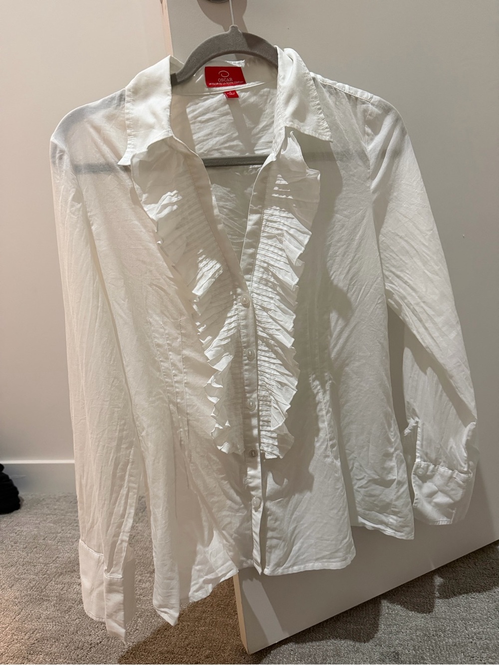 White Ruffled Button-Up Shirt - Oscar de la Renta